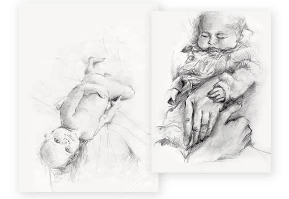 Baby Portrait pencil sketches